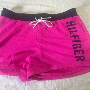 Tommy Hilfiger Women’s Pink Logo Lounge Shorts Drawstring Athleisure